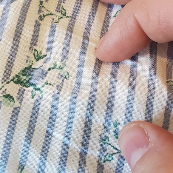 Vintage 90s Girls White Blue Floral Striped Bib Collar Party Dress w Hat Sz 5 - Picture 12 of 14